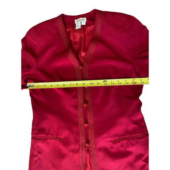 Vintage 80s Ann Taylor Silk Jacket Blazer Size 6 Red Lined Office Preppy - Picture 12 of 14